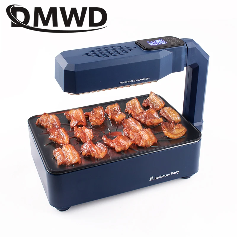 

DMWD 110V/220V Electric Infrared Kebab Grill Roaster Smokeless Barbecue Machine Oven Skewers Rotisserie Stove Griddle Baking Pan