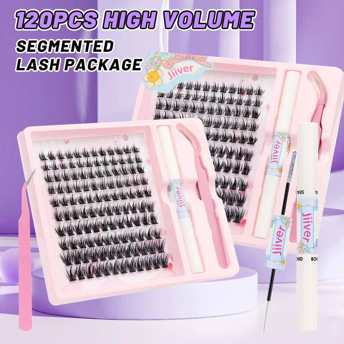 Cluster Lashes 120pcs DIY Eyelash Extension C Curl Long Individual Lashes Mixed Tray Faux Mink Lash Clusters Extensions