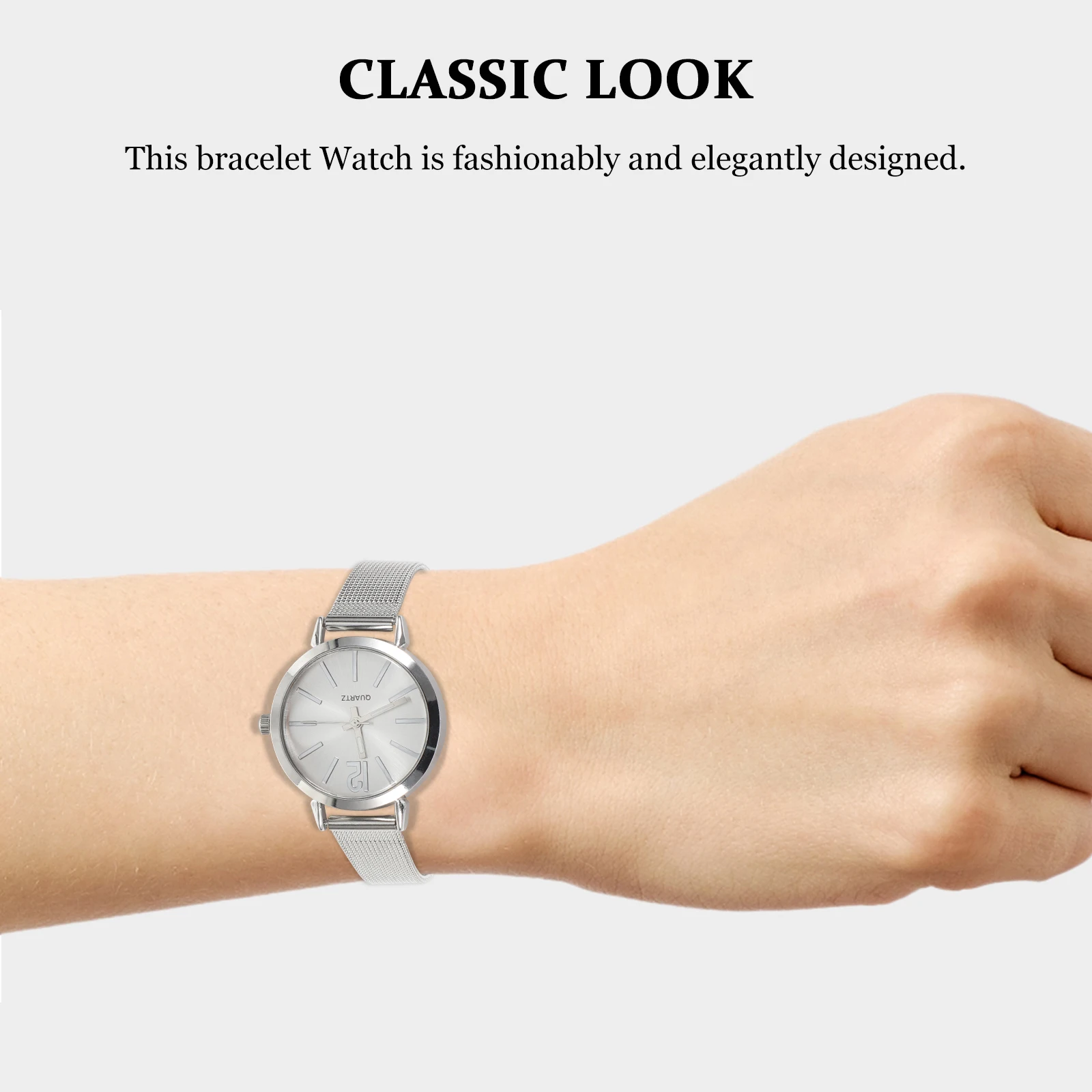 

Silver White Ultra Thin Quartz Watch for Women with Mesh Belt Stylish Simple Wristwatch Ideal Gift for Mother's Day New Year