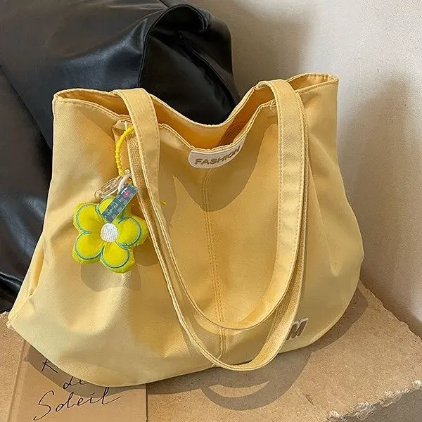 Women's Bag Casual Large Capacity Fashion Korean Version Shoulder Kawaii Bag Simple Canvas Tote Nice Bag Solid Color Girls Gift
