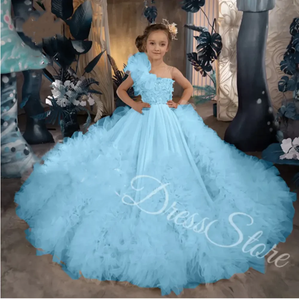 Customized Yellow Flower Girl Dresses For Wedding Layered Puffy Floor Length Elegant Birthday Party First Communion Ball Gown