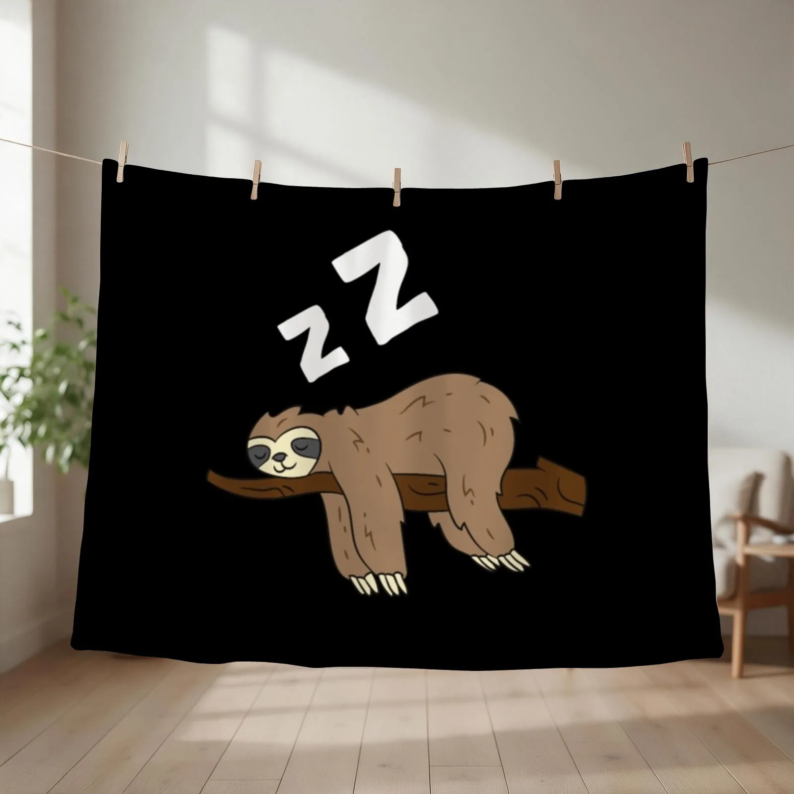 Tired Sloth Pajama Love Sloths Throw Blanket couch cozy soft plush fuzzy picnic outdoor blanket
