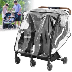 Baby Stroller Rain Cover Universal Double Stroller Rain Cover Clear Twins Stroller Cover Dust Shield Outdoor, Travel Accessories