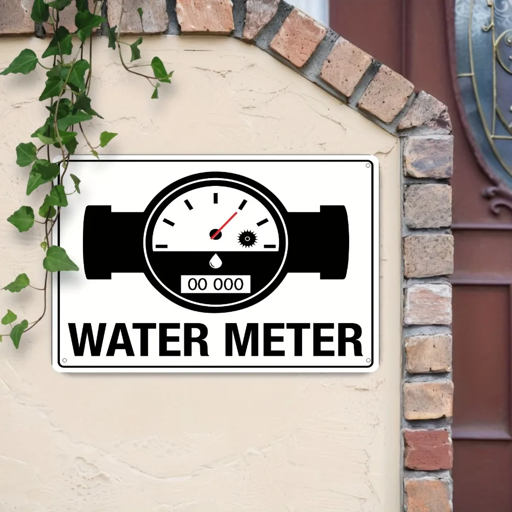 Vintage Water Meter Iron Sign Metal Plaque Rustic Wall Decor Home Garden Poster 8x12 Inch Easy Hang
