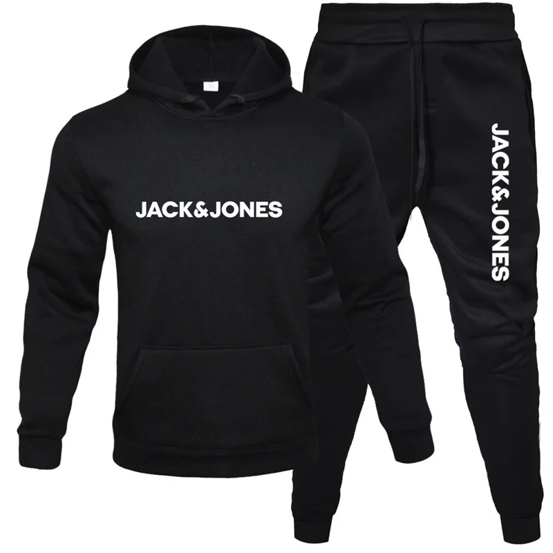 Jack e Jones Męski Bluza z kapturem Sportowe Moda Lana Dwuczęciowy Zestaw z kapturem