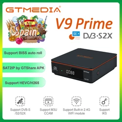 Receptor de satélite GTMEDIA V9 Prime Mars compatible con DVB-S/S2/S2X VCM/ACM/multi-stream/T2-MI HEVC integrado 2,4G WIFI v9 prime mars