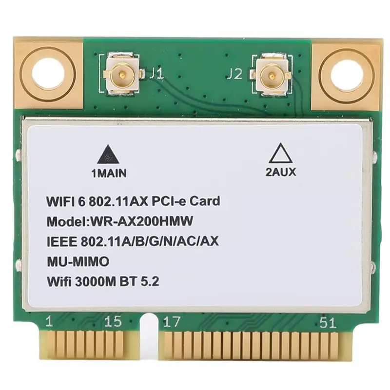 a13e-ax200hmw-pc、ラップトップネットワークアダプター-6-カードバンド-80211-a-b-g-n-ac-ax-ハーフミニ-pci-e-カード用-bt52-windows-10-11-用