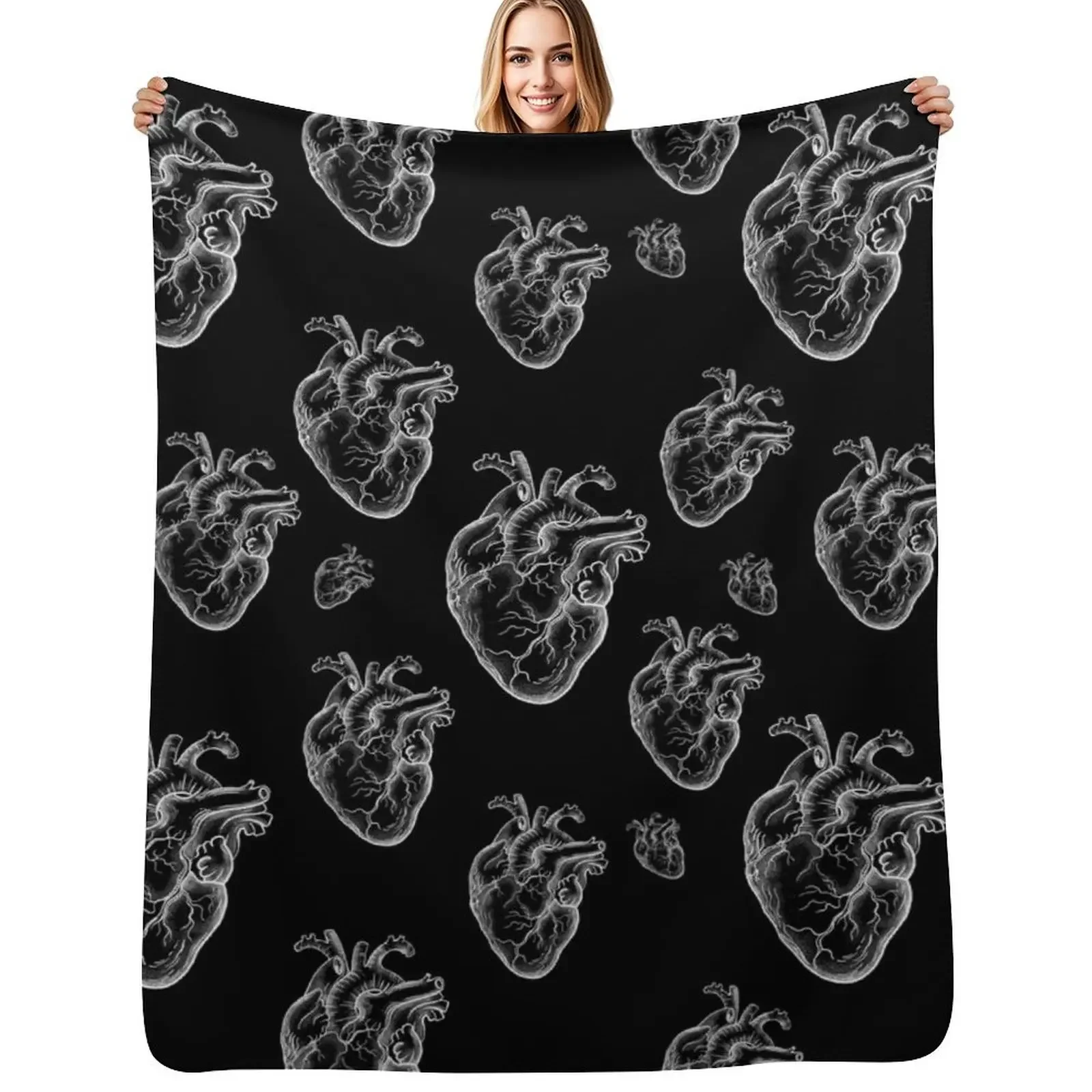 

Human Heart white, anatomy art, cool cute Throw Blanket Personalized Gift Hairy Sofa Throw Blanket