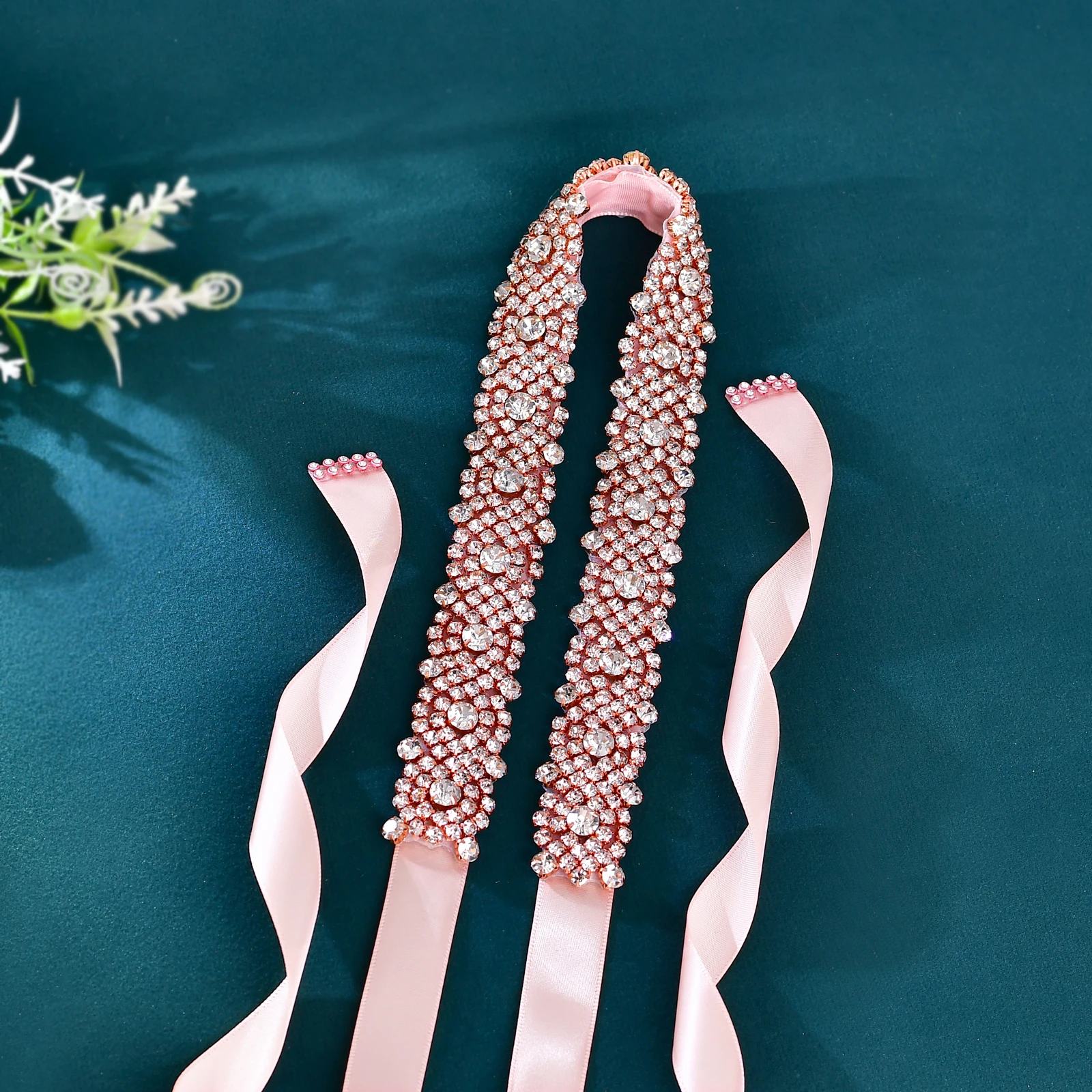 TOPQUEEN Длинный свадебный пояс со стразами, аксессуары для торжественного платья из розового золота, женские аксессуары, женский ремень S28B