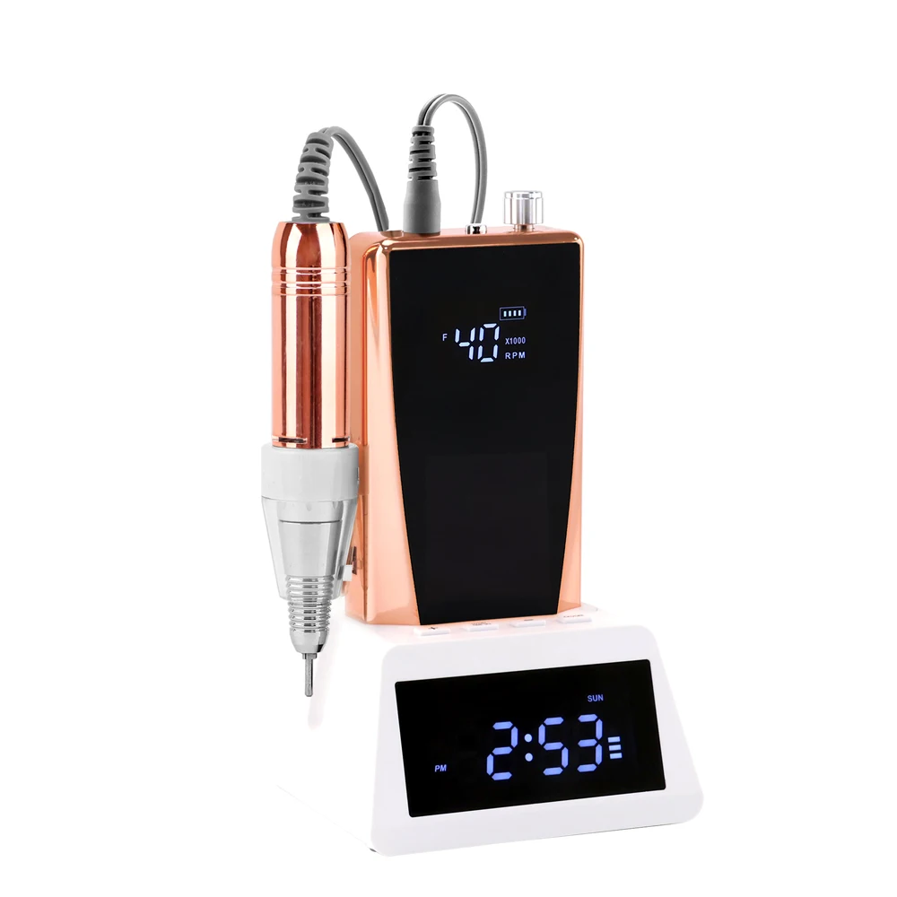 Trendy Portable 35000RPM Carbon Nail Drill Machine 45w Handpiece Manicure Polishing Rechargeable Battery Cordless Powerful