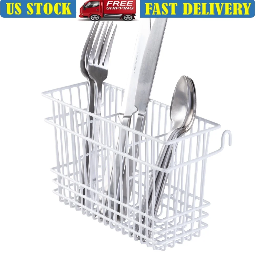 

Rust Resistant Cutlery Organizing Basket Dish Rack Durable Vinyl Coated Steel Storage Solution Prevents Scratches Mildew Water