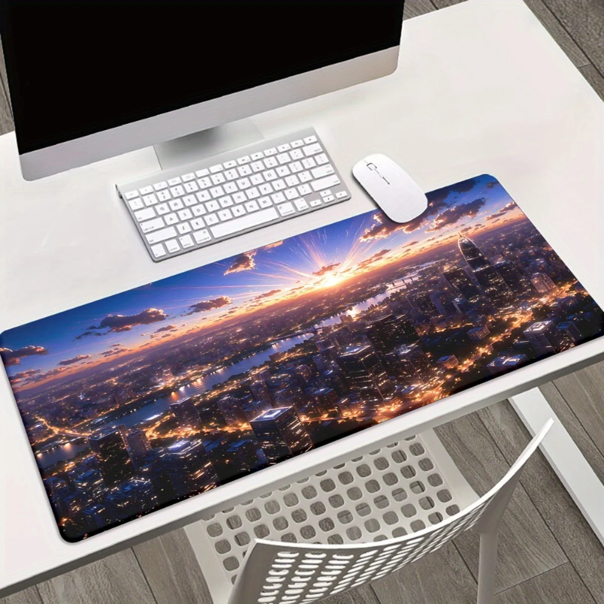 City Sunset Skyline XXL Extended Mouse Pad Rubber Base Gaming Desk Mat Office