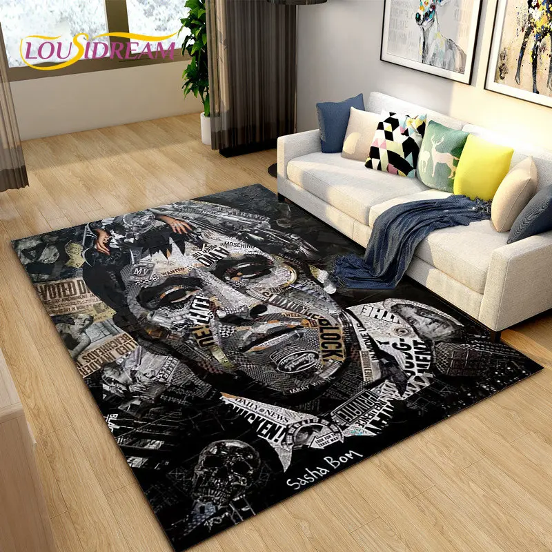 映画のフェイス-大きな3D印刷領域,リビングルーム,ベッドルーム,キッチンマットの装飾用の滑り止めフロアマット