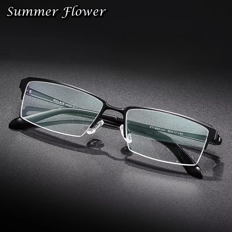 

Men Pure Titanium IP Ultra Light Gentlemen Optical Glasses Frame Semi Rimmed Male Spectacle Frames for Reading Lenses