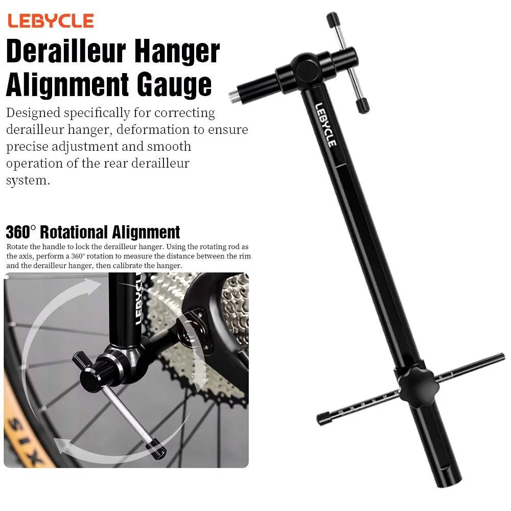 

LEBYCLE MTB Road Bike Derailleur Hanger Alignment Gauge Professional Bike Tail Hook 360° Rotation Alignment Correct Repair Tool