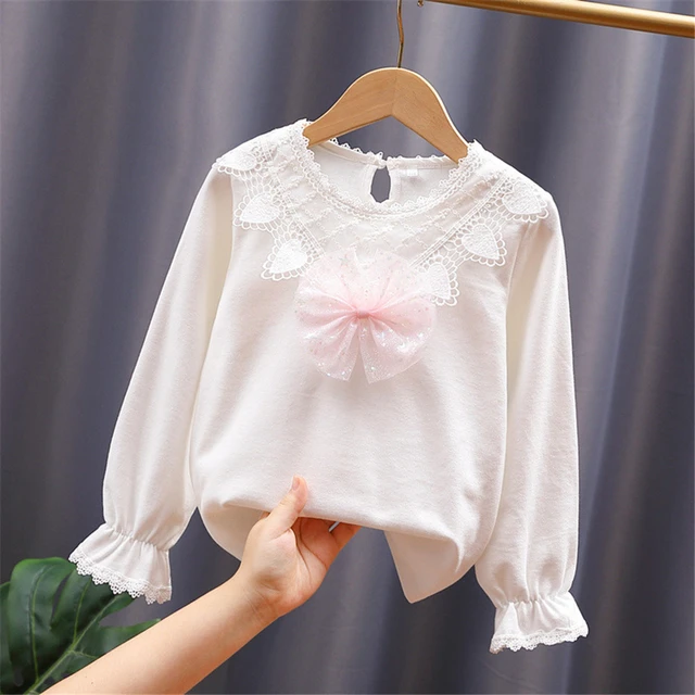 Girls White Long Sleeve Blouse White Lace Blouse Girls Kids White Blouses Children Blouses Shirts Aliexpress