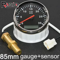 H 3000RPM 4000 RPM Meter + M16 Tachometer Sensor 85MM Gasoline Diesel Engine Tacho With LCD Hourmeter For Marine Boat customized