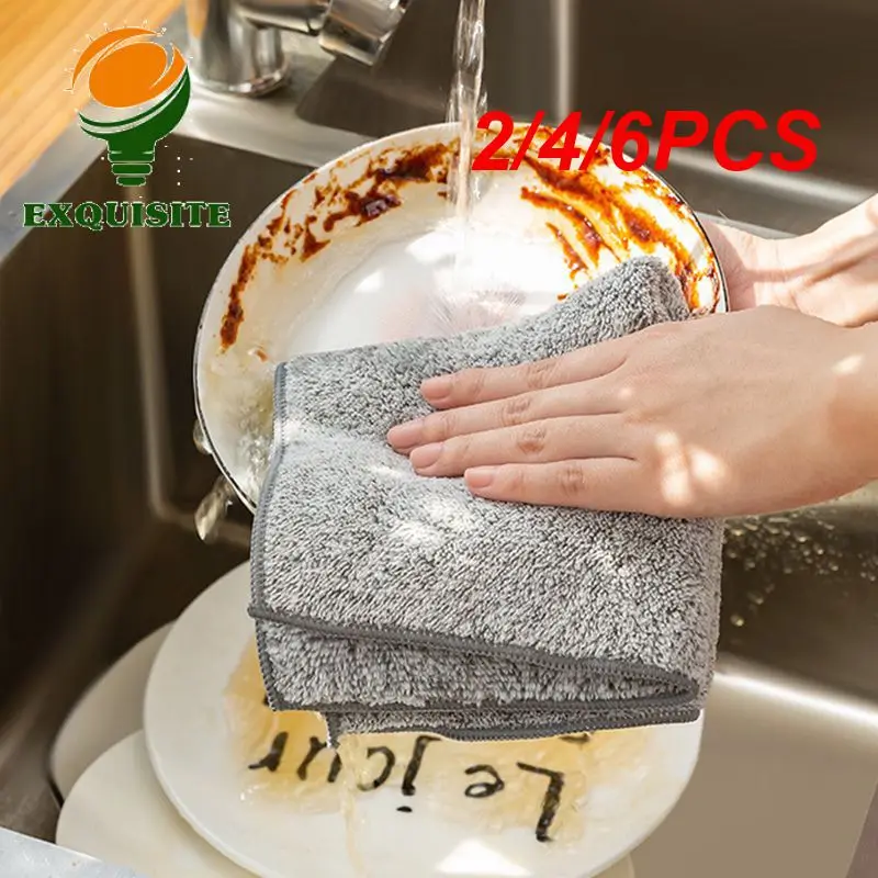 2/4/6PCS Bamboo Charcoal Dishcloth Cleaning Wiping Tools Kitchen Towel Household Absorbent Kitchen Tools And Gadgets