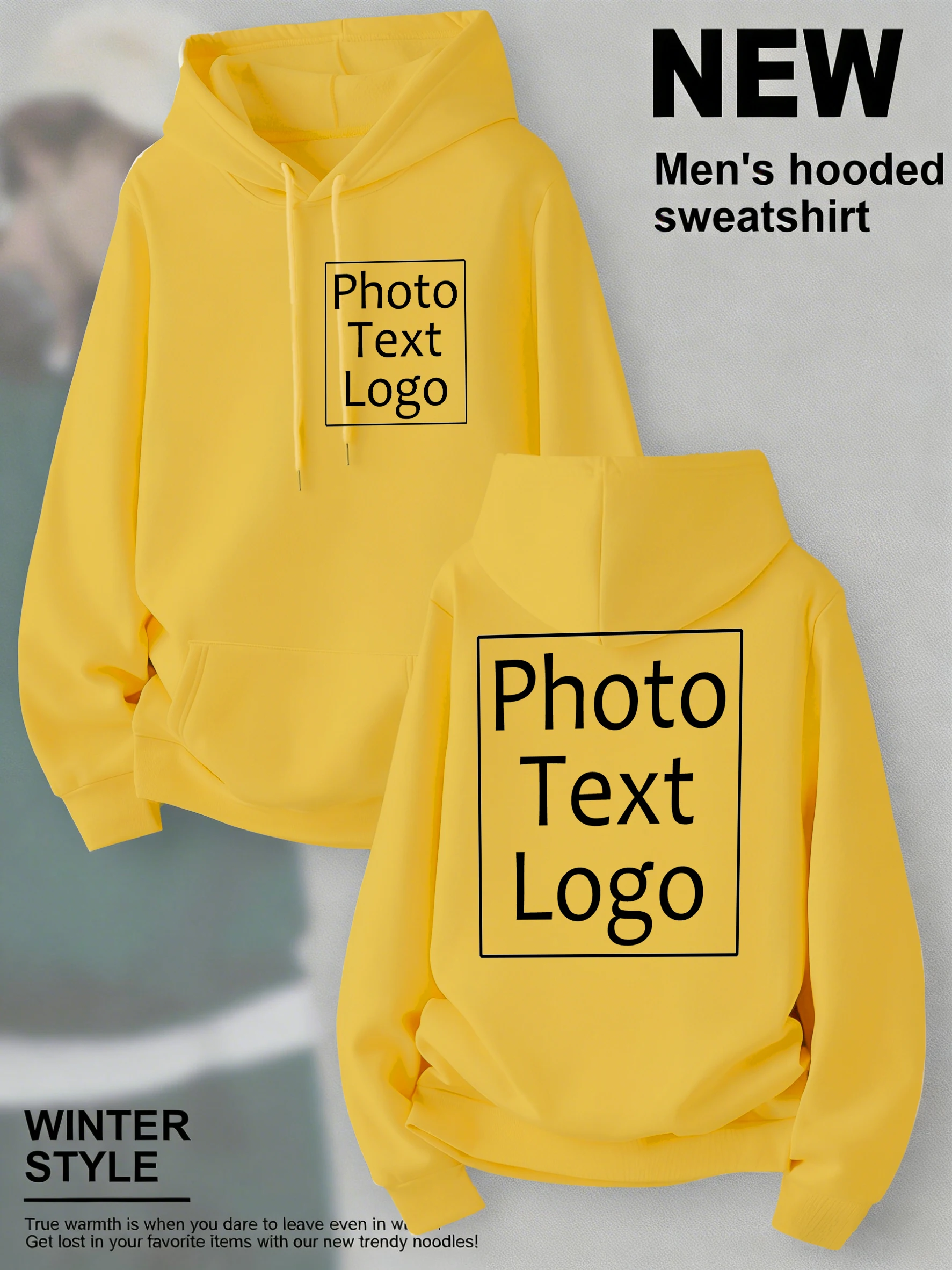 Personalisierter, individuell gestalteter Herbst-Freizeit-Sport-Hoodie für Herren, Fleece-Team-Basic-Sweatshirts, Streetwear, Büro-Arbeitskleidung, kreative Kleidung – Detail 13