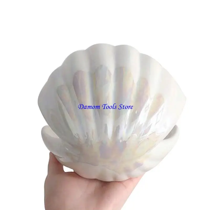 57BE Shell Pearl Shaped Night Light Lamp Ceramic Night Light Ornament Lights