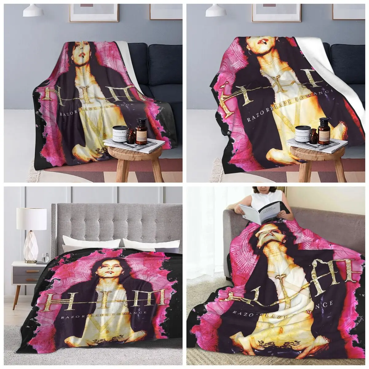 Him Band Vv H I M Him Ville Valo Razorblade Romance Smoke Blanket Soft Warm Flannel Throw Blanket Cover Bed Travel Home Couch