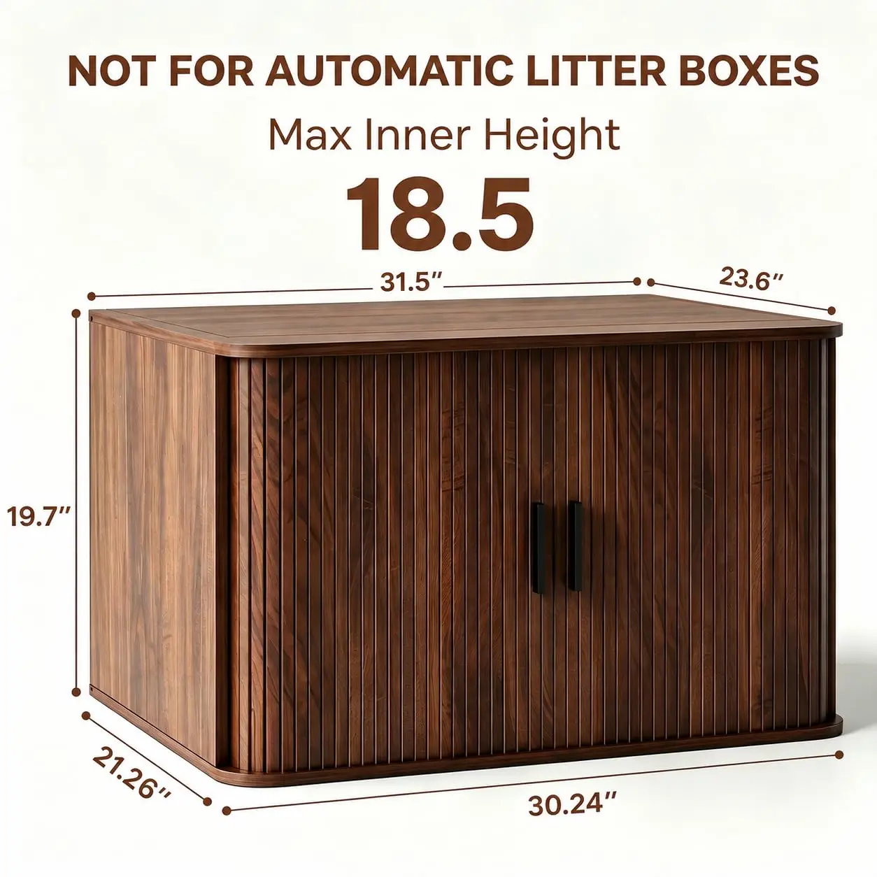 31.5" Cat Litter Box Enclosure Furniture, Hidden Litter Box, Walnut