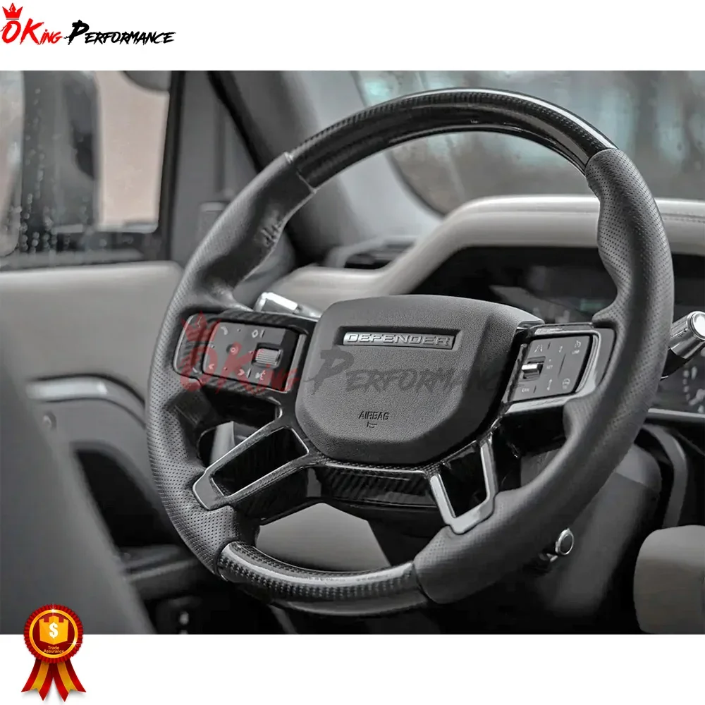 Customize Carbon Fiber & Alcantara With Center Trim Steering Wheel For Land Rover Defender