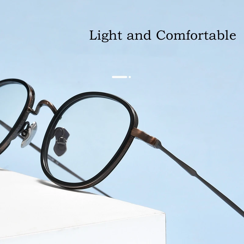 OLLYMURS Новая мода Роскошные очки из чистого титана Ретро круглая оптическая оправа для очков по рецепту для мужчин и женщин KMN137