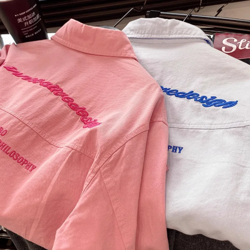 قميص مطرز بأكمام طويلة للأولاد والبنات للأطفال جديد ربيع الخريف كوري فضفاض كاجوال عصري مريح #2