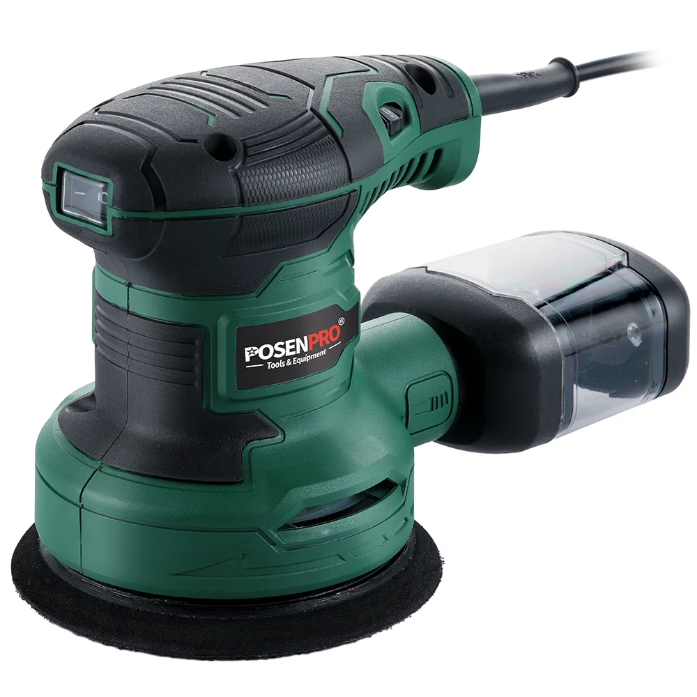 300W 125mm Electric Orbital Disc Sander, 6-Speed Adjustable with Dust Box, Efficient Dust Collection, Includes 60/80/120/180/240