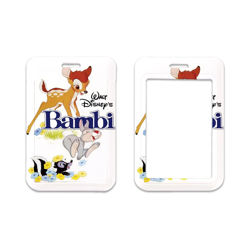 Uchwyt na karty Disney Bambi smycze dla dziewcząt smycz na szyje etui na karty kredytowe chłopców uchwyt na identyfikator poświadczenia zwijany kabel dla kobiet