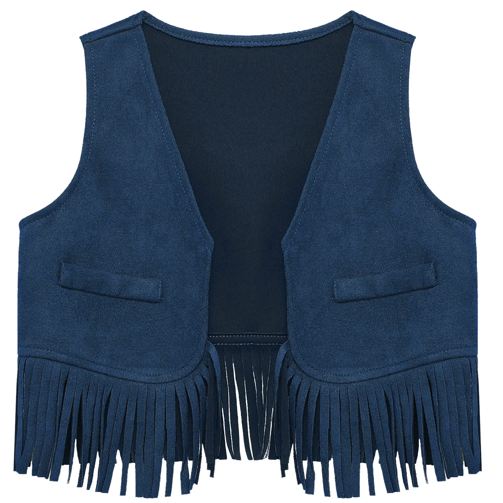 

Baby Kids Unisex Western Cowboy Cowgirl Vest Suede Tassels Solid Color Vest Child Halloween Cosplay Costume