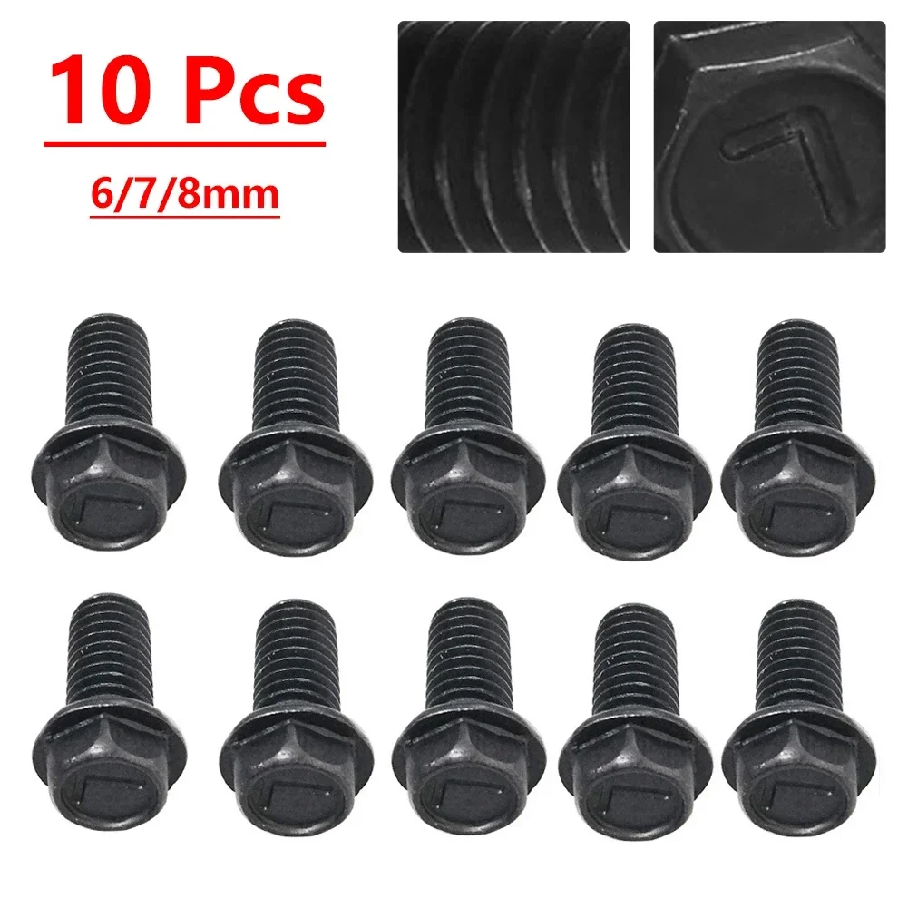 10 Pcs M8/M7/M6 Screws Left Hand Thread Hex Flange Nails 21/23mm Length Carbon Steel For Cutting Machine Tools Accessories