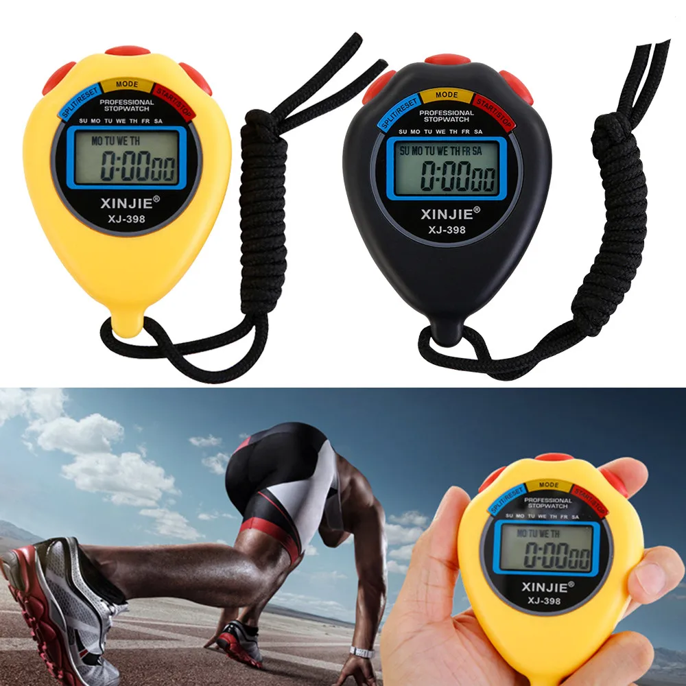 Portable Handheld Waterproof Digital LCD Stopwatch Chronograph Sports Professional stopwatch Timer Counter With Strap