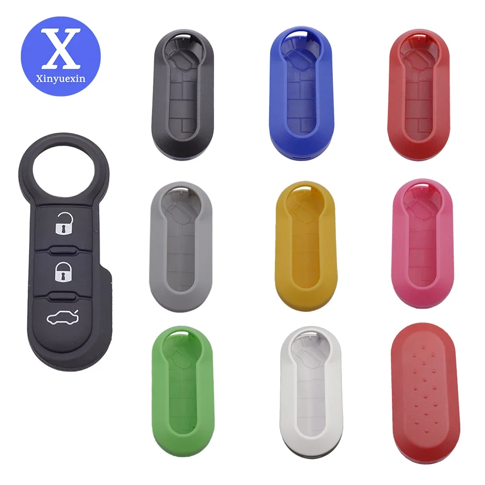 Xinyuexin Fern Flip Key Shell Fall Auto Schlüssel Pad für Fiat 500 Panda Punto Bravo Ersatz Key Fob 3 Tasten gummi Taste Pad