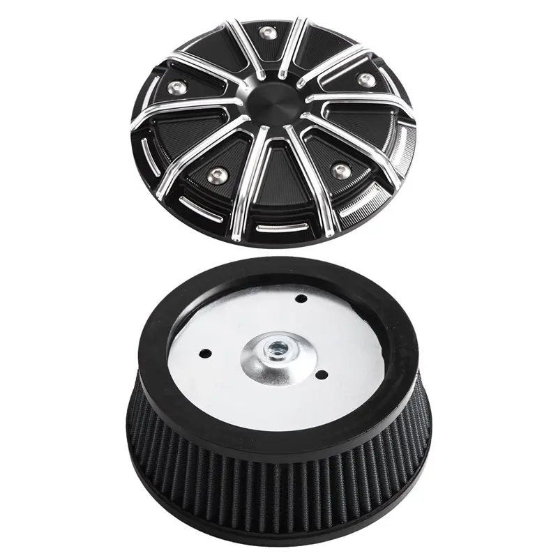 NEW HOT in Stock-For Harley Touring 08-16 Dyna 99-17 Softail 00-15 Black Air Cleaner Cover& 3 Hole Element Motorcycle Air