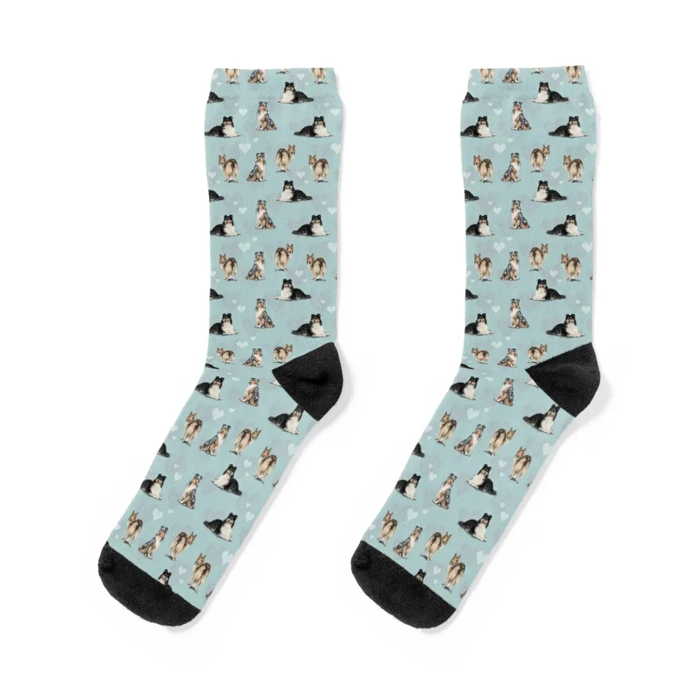 

The Shetland Sheepdog Sheltie in Blue Socks gifts anti-slip gym Children's Socks Man Women's