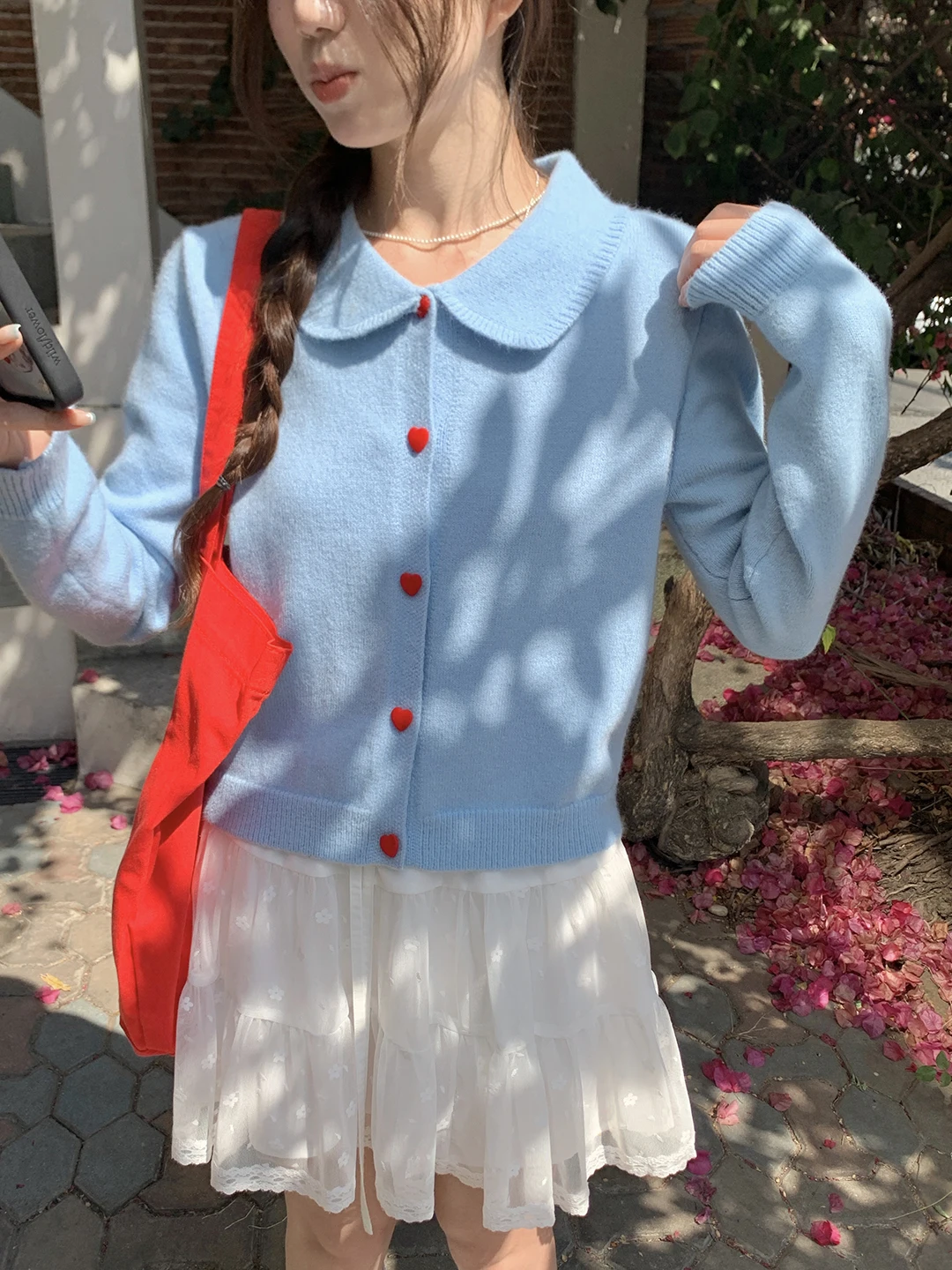 

Уютный синий вязаный свитер Cozydays с воротником-стойкой и сердечком, женский, милый, с длинными рукавами, стандартной длины, весенняя новинка