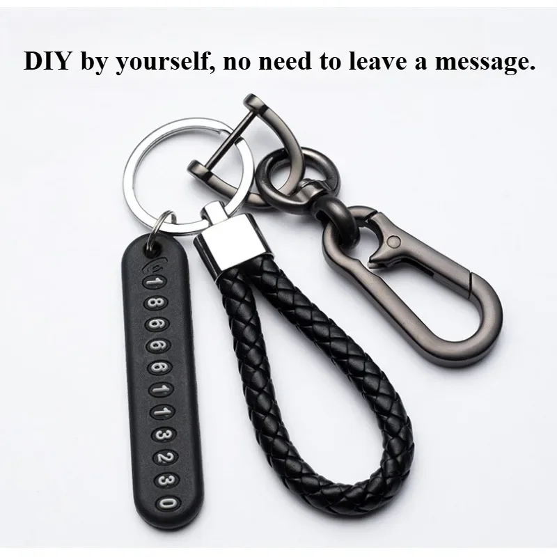 Custom Anti-Lost Car Keychain DIY Phone Number Braided Rope Auto Vehicle Key Chain Holder Accessories Gift for Men and Women