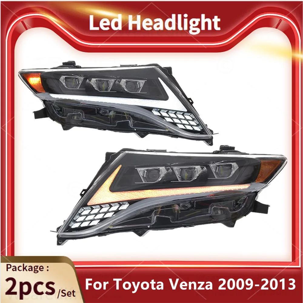 2pc LED Headlights For Toyota Venza 2009 2010 2011 2012 2013 Head Lights LED DRL Dynamic Turn Signal Car Headlight Assembly