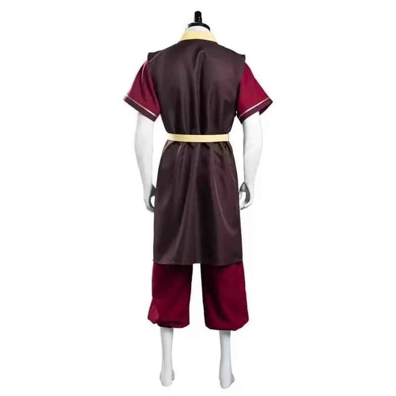 Le dernier maître de l'air Zuko Cosplay Costume, uniforme du prince du roi, Aang Zuko Anime, chaussures, perruque pour la fête d'Halloween