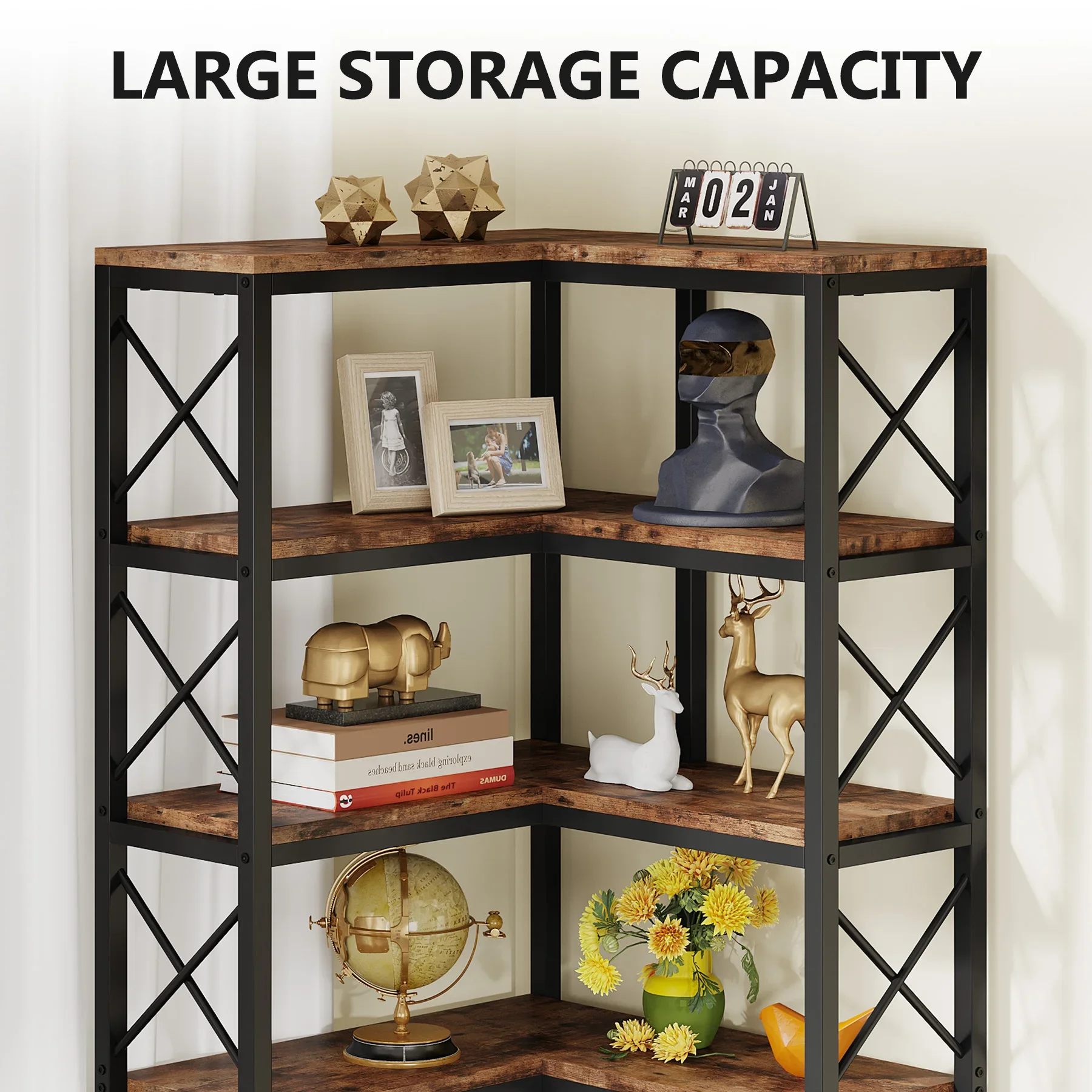 Tribesigns Rak Buku Sudut Rak Buku Sudut Modern Besar Rak Sudut Rak Penyimpanan Loker Penyimpanan Muebles Para Hogar