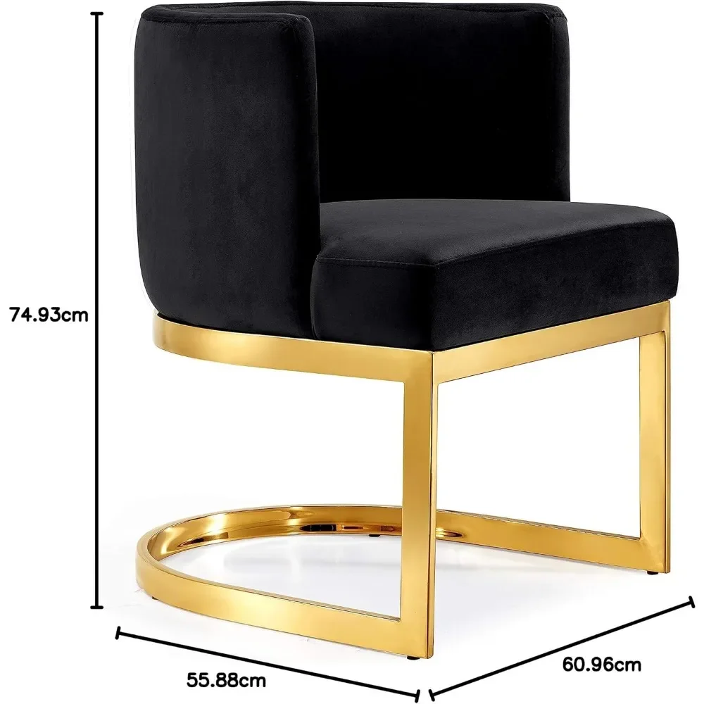 Contemporary Velvet Upholstered Dining Chair with Polished Gold Metal Frame, 24