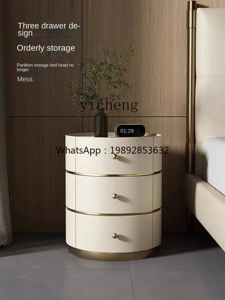 Zf New round Bedside Table Creative Advanced Sense Master Bedroom Simple Modern Storage Box