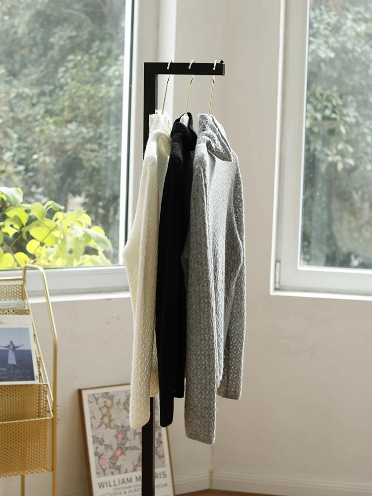 

Кашемировый вязаный свитер для женщин: осенне-зимний базовый слой, верхняя одежда с воротником-стойкой, теплый, комфортный, прямого кроя, длинный рукав