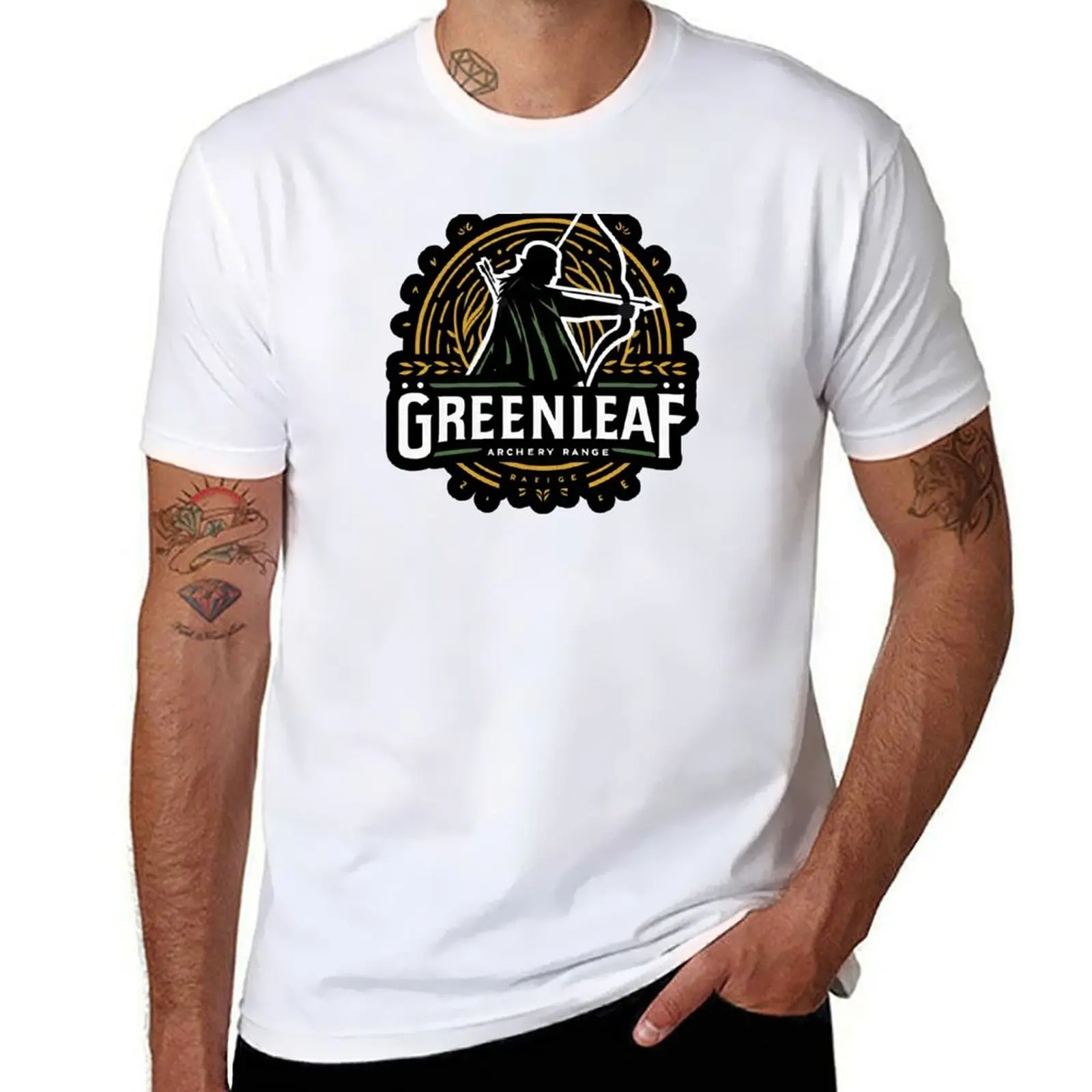

Greenleaf Archery Range - Green and Gold - Fantasy T-Shirt cotton t shirts man 100% t shirts for man cotton funny T-Shirt