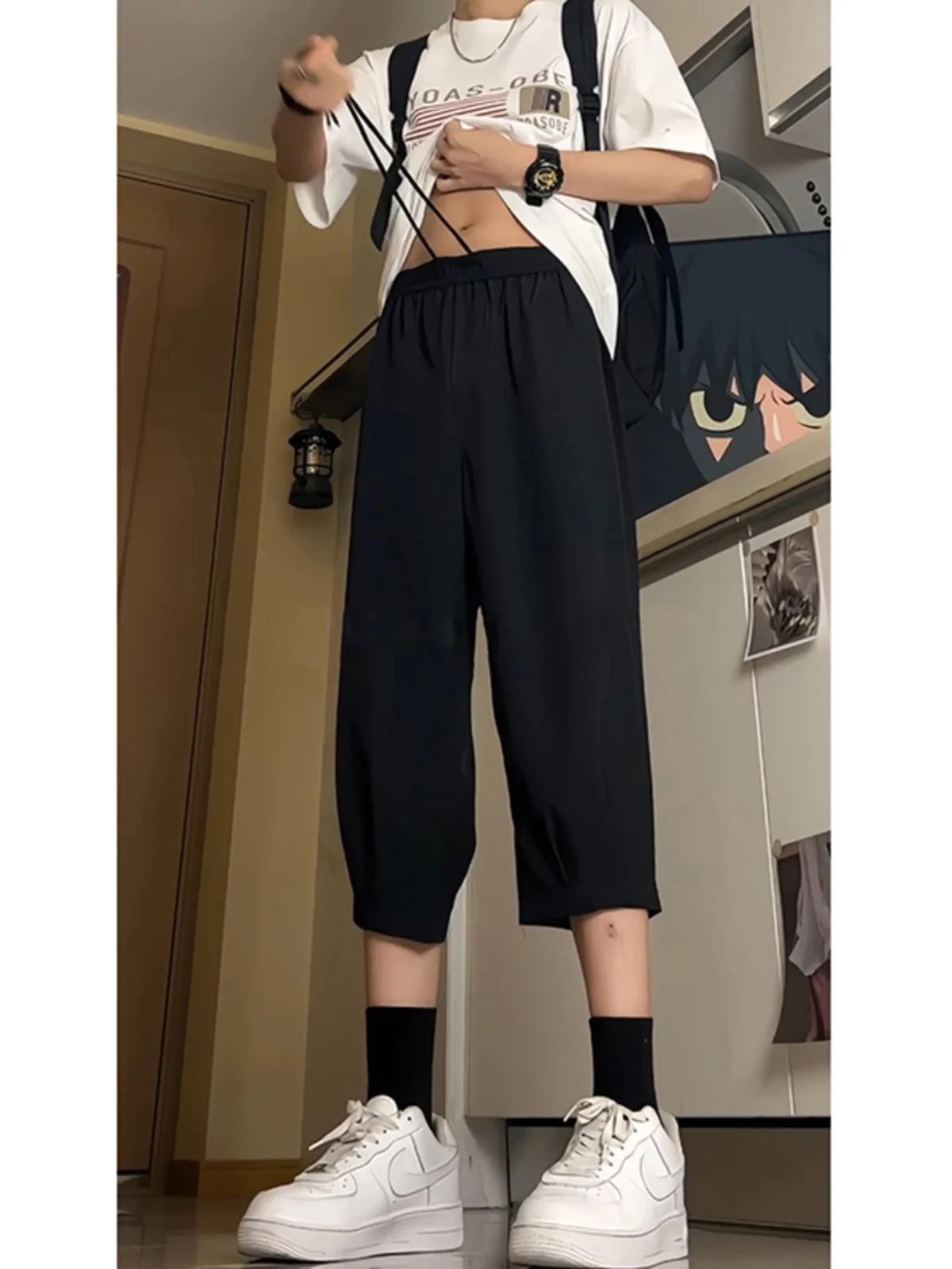 

Мужские спортивные брюки Cleanfit Ice Silk: летние, тонкие, струящиеся, премиум-класса, укороченные (7/8), повседневные, свободного кроя, молодежные