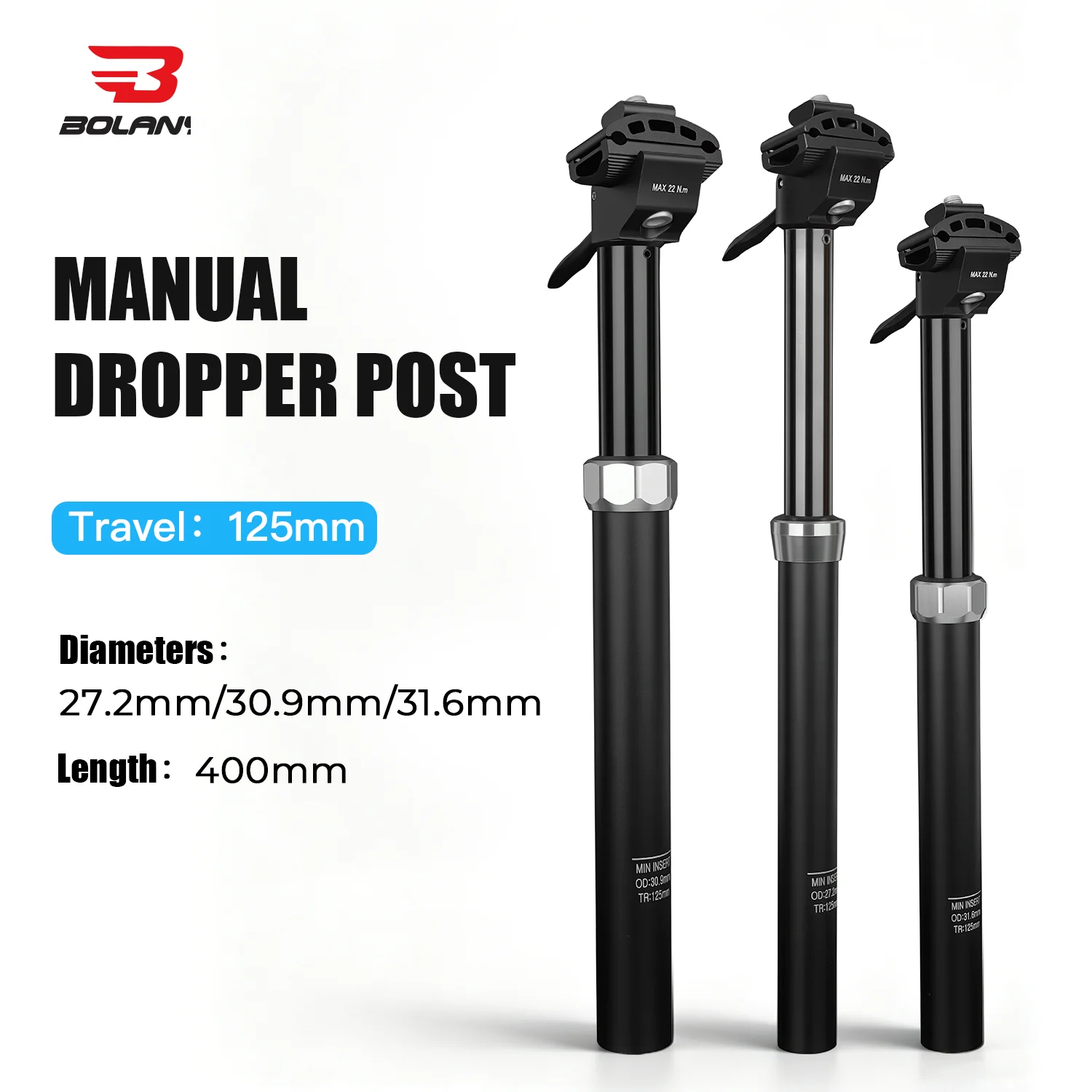 AliExpress BOLANY Manual Dropper Seatpost Cable Actuated Remote Lever 27.2/30.9/31.6mm 125mm Travel Aluminum Alloy MTB Bike Seatpost 400mm