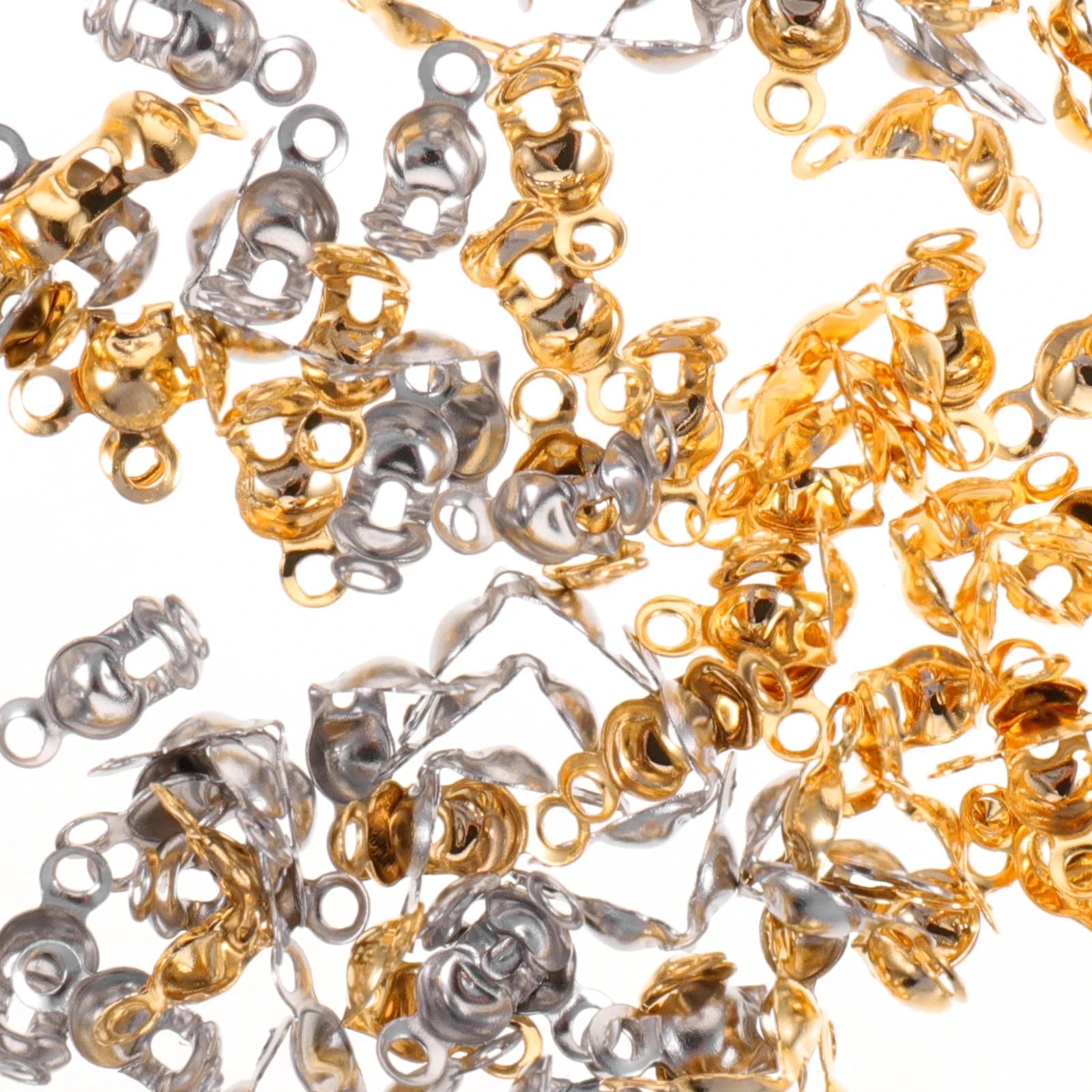 

200pcs Knot Covers 4x8mm Stainless Steel Gold Silver DIY Jewelry Making Necklace Bracelet End Buckles Bead Tips