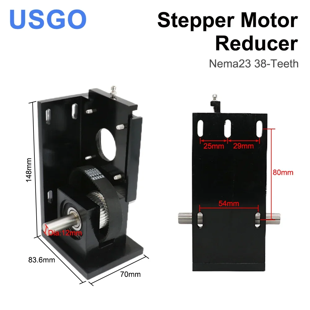 USGO محرك متدرج المخفض Nema23 38-الأسنان/ Nema23 60-الأسنان/ Nema34 72-الأسنان لآلة القطع والنقش بالليزر CO2